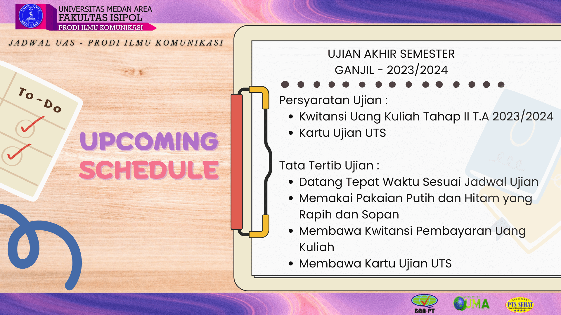 JADWAL UAS SEMESTER GANJIL TA 2023/2024